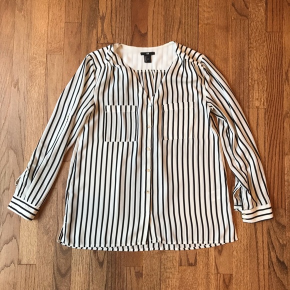 H&M Tops - H&M black and white striped blouse